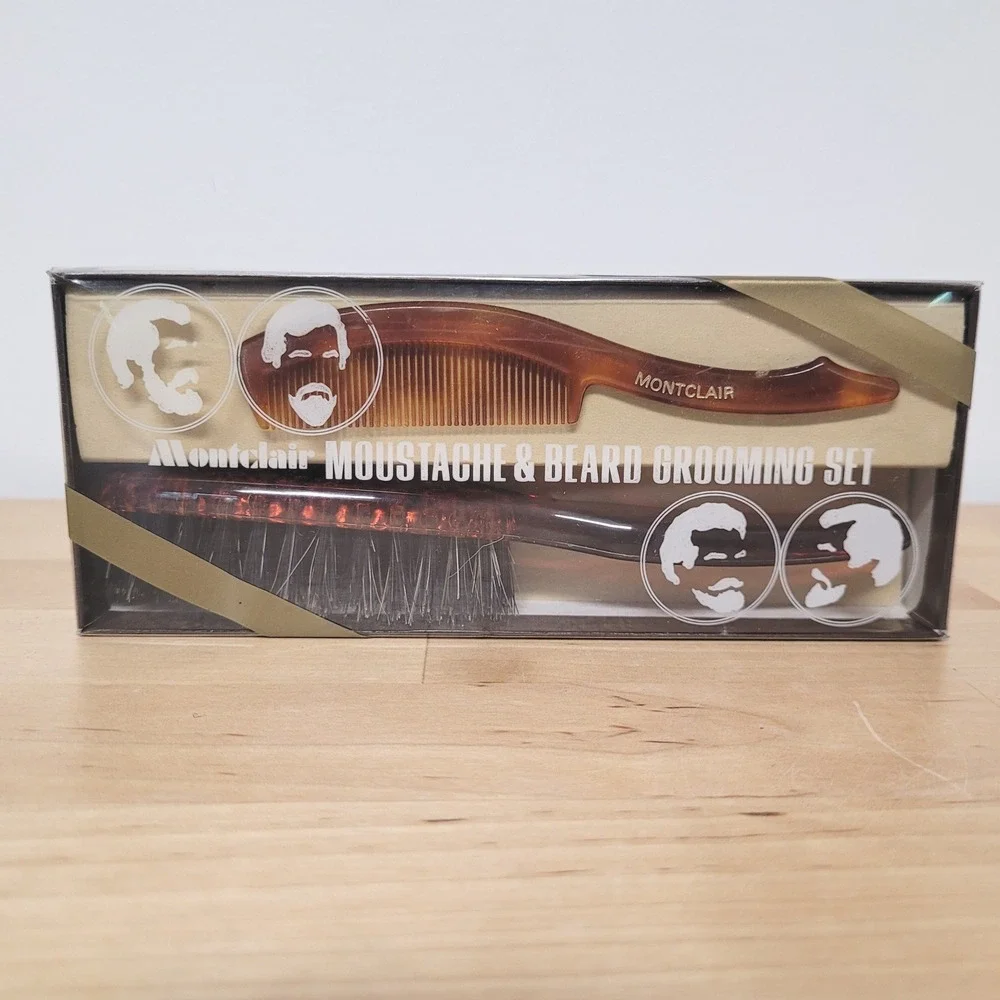 Montclair Moustache & Beard Grooming Set Mens OS Brown Faux Tortoise Vintage